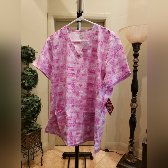 Divine Stretch Tops - Cancer Awareness Scrub Top Fits Like A Large